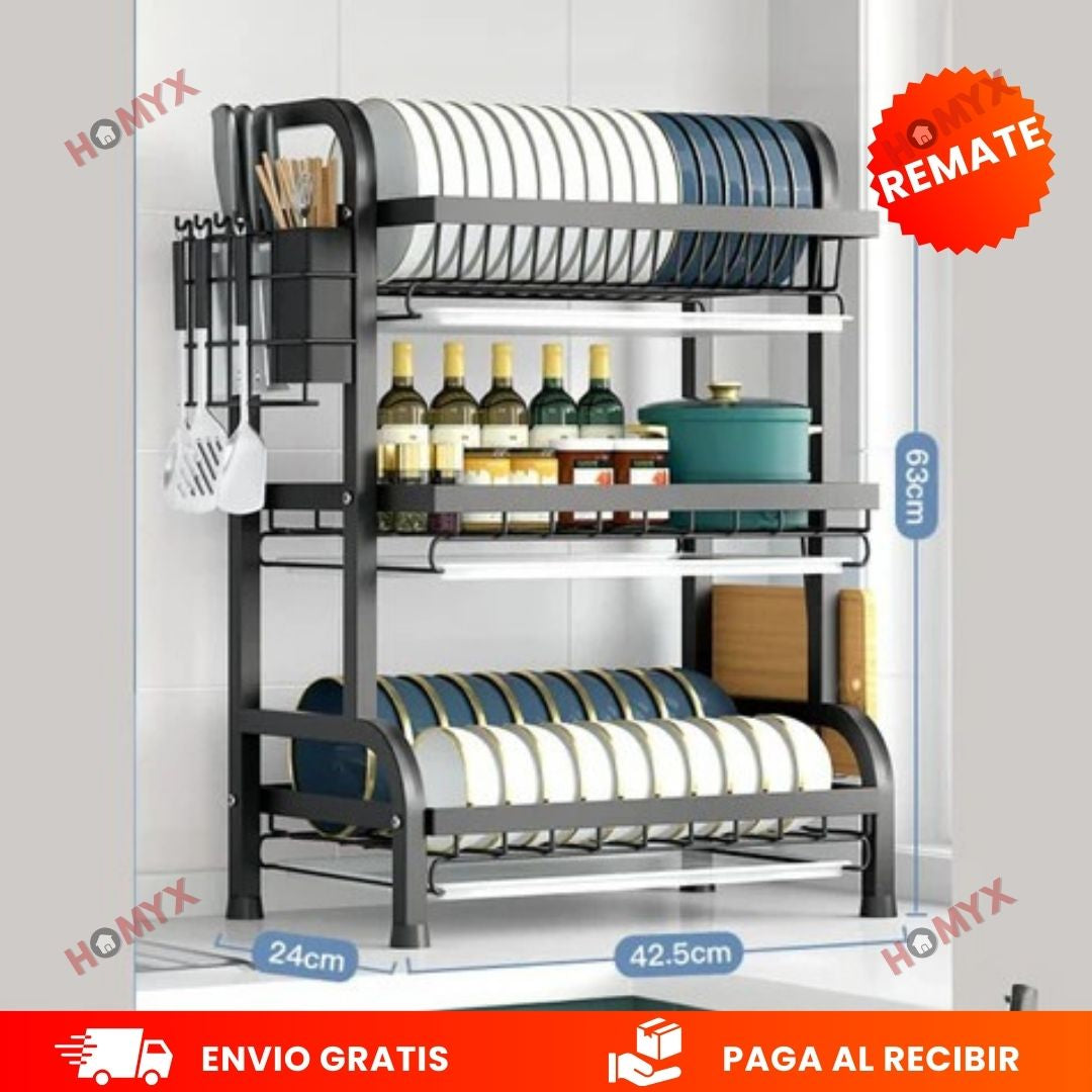 ESTANTE ESCURRIDOR PARA PLATOS DE 3 NIVELES
