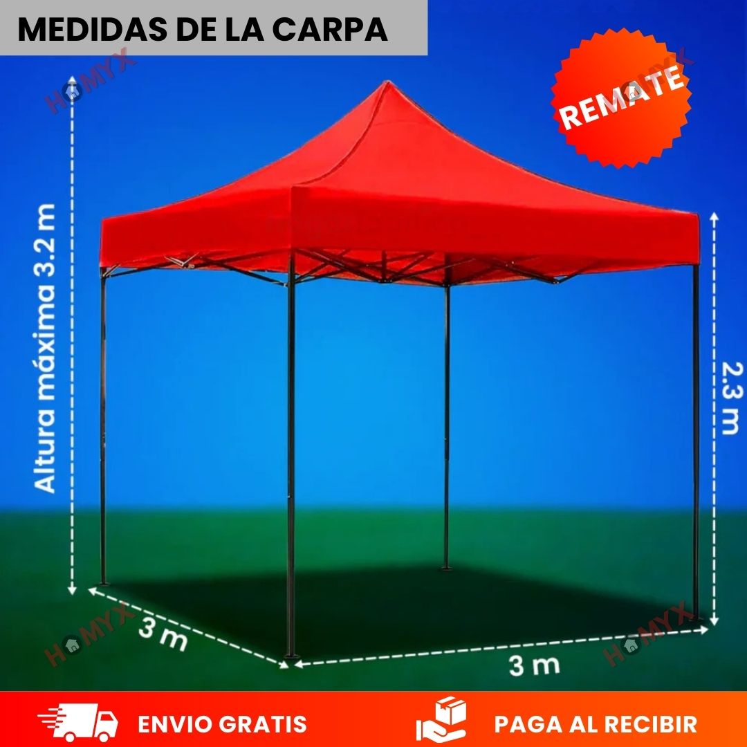 Toldo y Estructura 3X3 Metros-Plegable