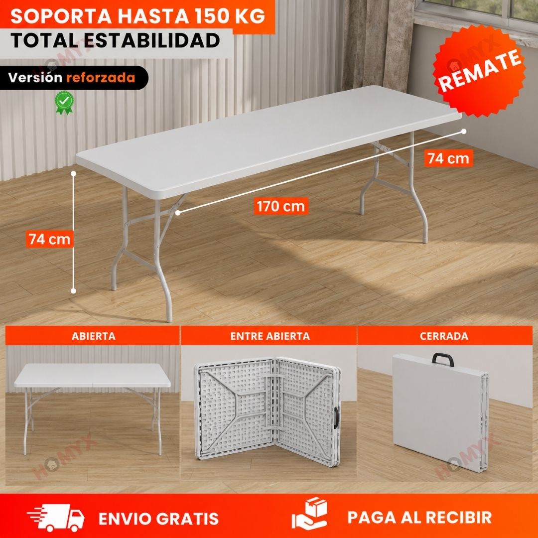 ¡MEGA COMBO! Mesa Extra GRANDE + 4 Bancos Plegables