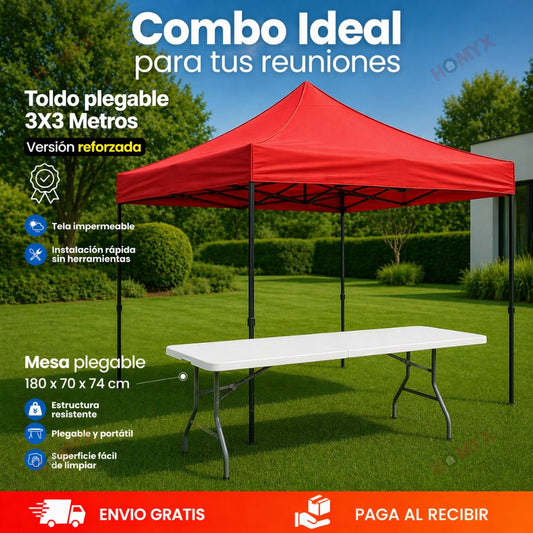 ¡MEGA COMBO! Carpa Reforzado 3x3 + Mesa Extra GRANDE