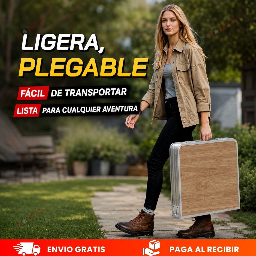 Masa Plegable + 4 Bancos Plegables