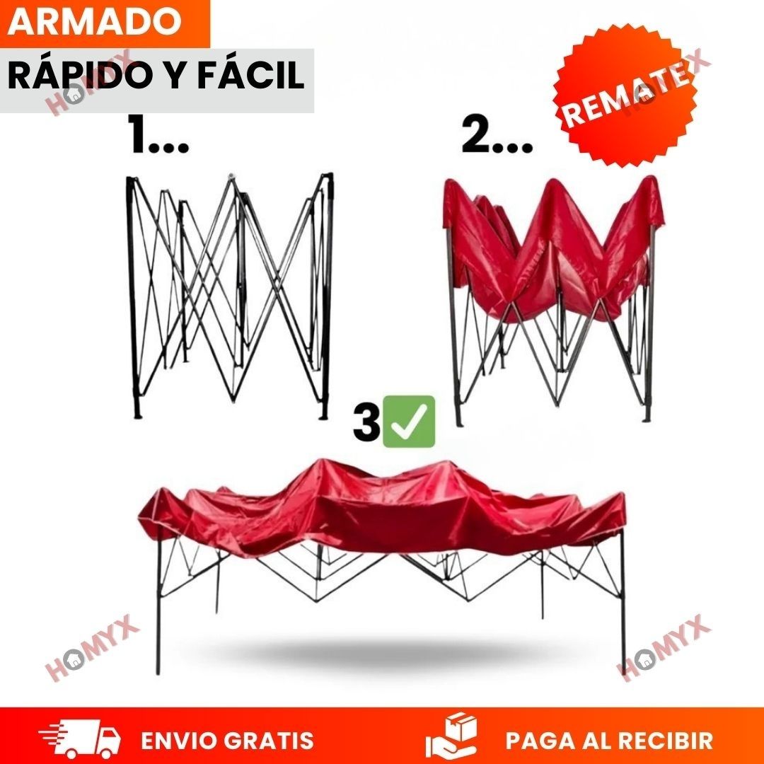 Toldo y Estructura 3X6 Metros-Plegable