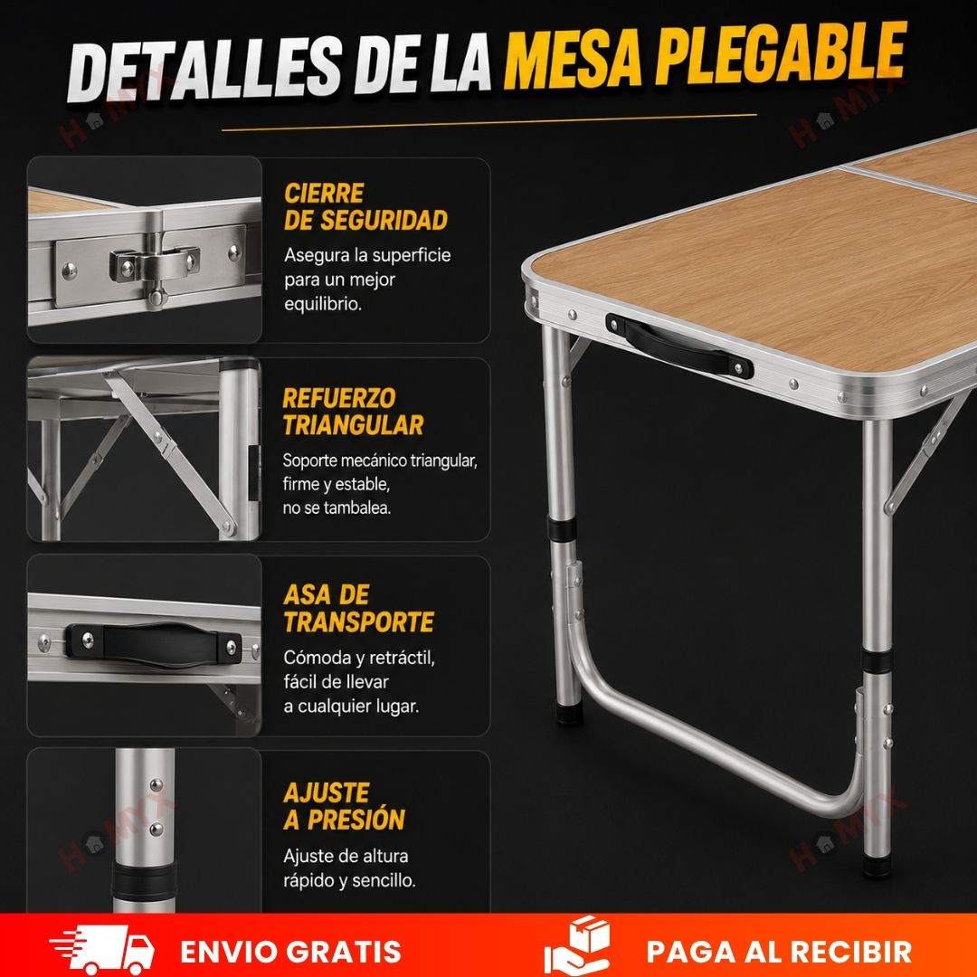 Masa Plegable + 4 Bancos Plegables
