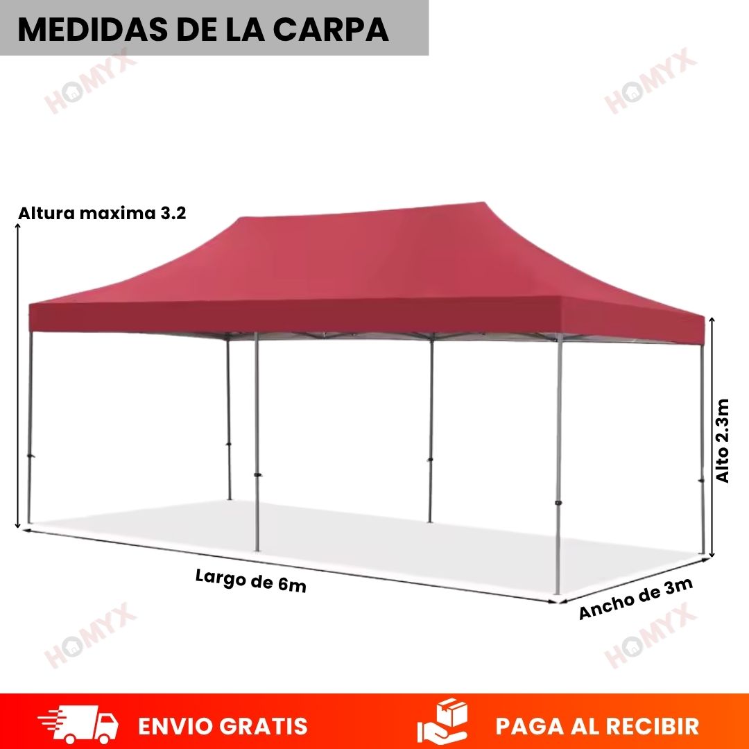 Toldo y Estructura 3X6 Metros-Plegable