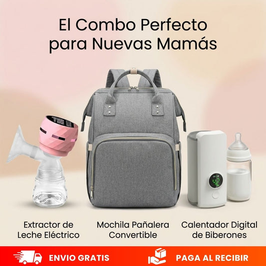 COMBO- Mochila Pañalera Y Kit Para Bebe